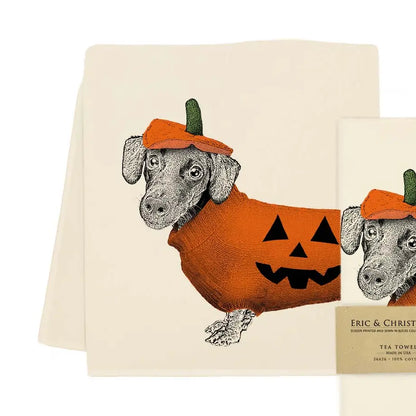 Halloween Dachschund Tea Towel