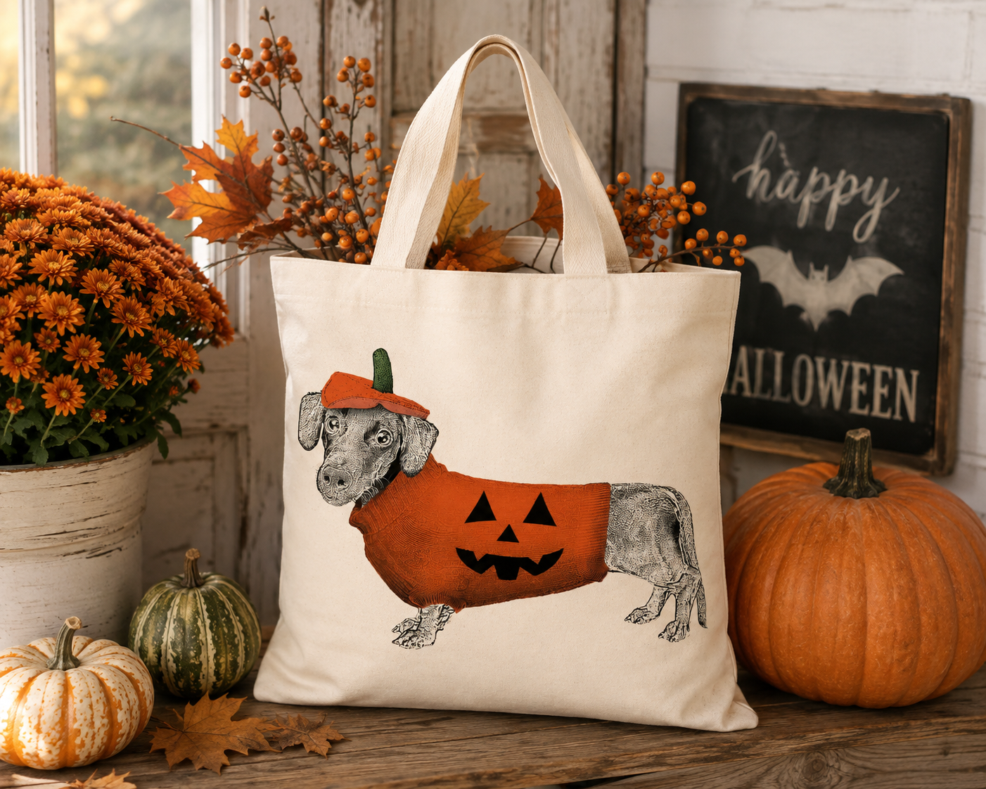 Halloween Dachshund Tote
