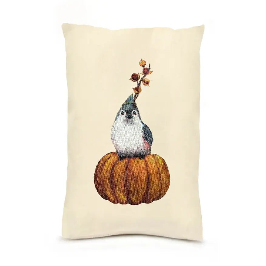Bird on Pumpkin Pillow