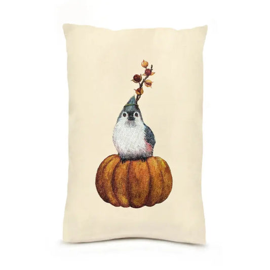 Bird on Pumpkin Pillow