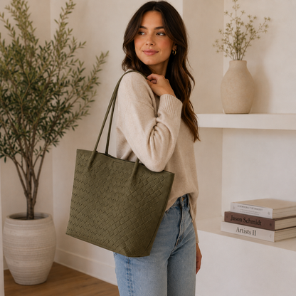 Woven Suede-Like Tote