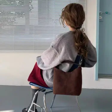 Suede-Like Bucket Tote