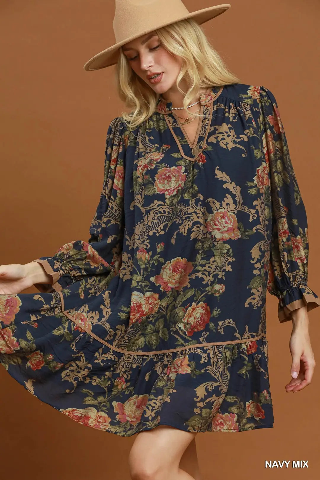 Floral Ruffled Shift Dress