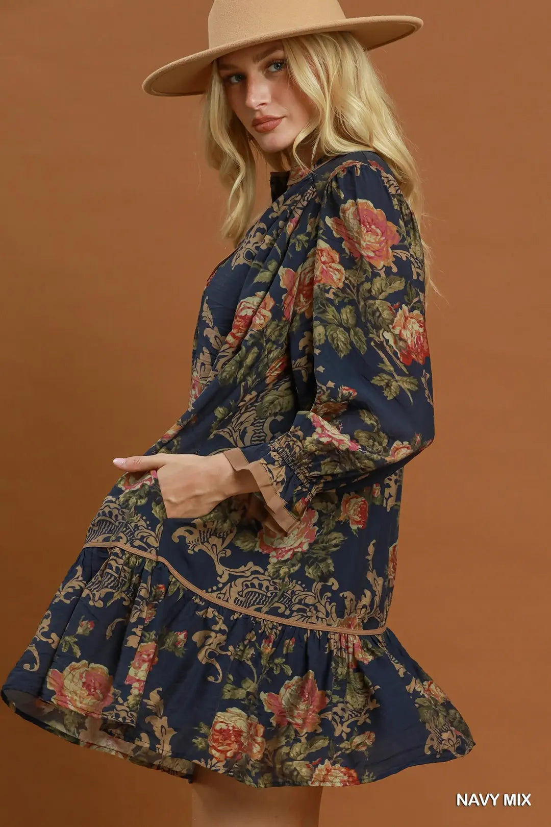 Floral Ruffled Shift Dress