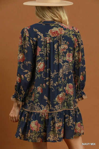 Floral Ruffled Shift Dress