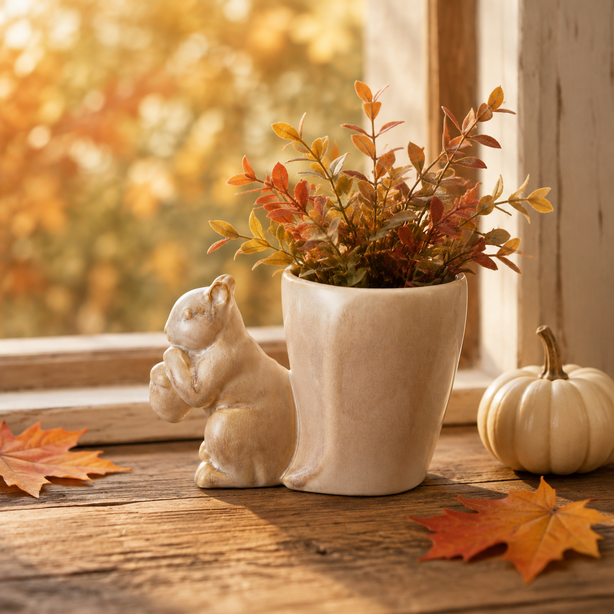 Stoneware Squirrel Vase
