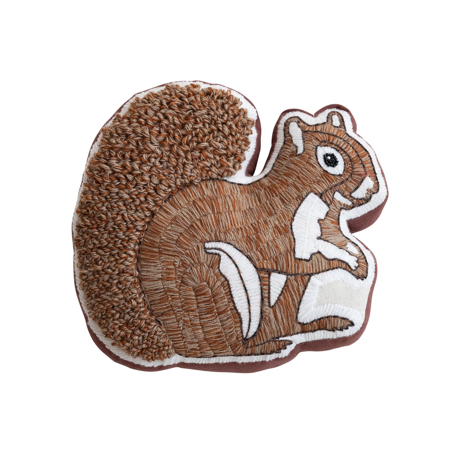 Embroidered Squirrel Pillow