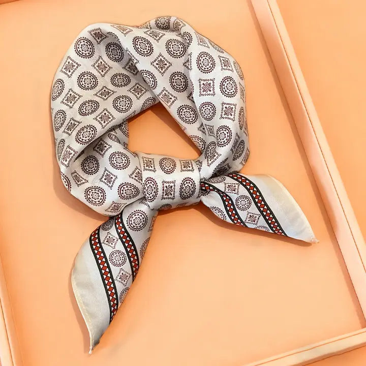 Geometric Print Silk Scarf