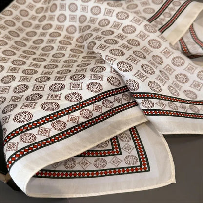 Geometric Print Silk Scarf