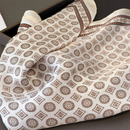 Geometric Print Silk Scarf