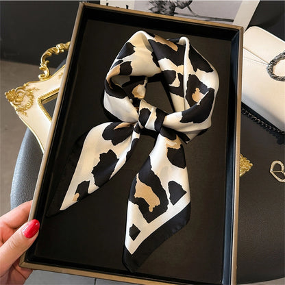 Leopard Print Satin Scarf