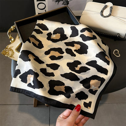 Leopard Print Satin Scarf