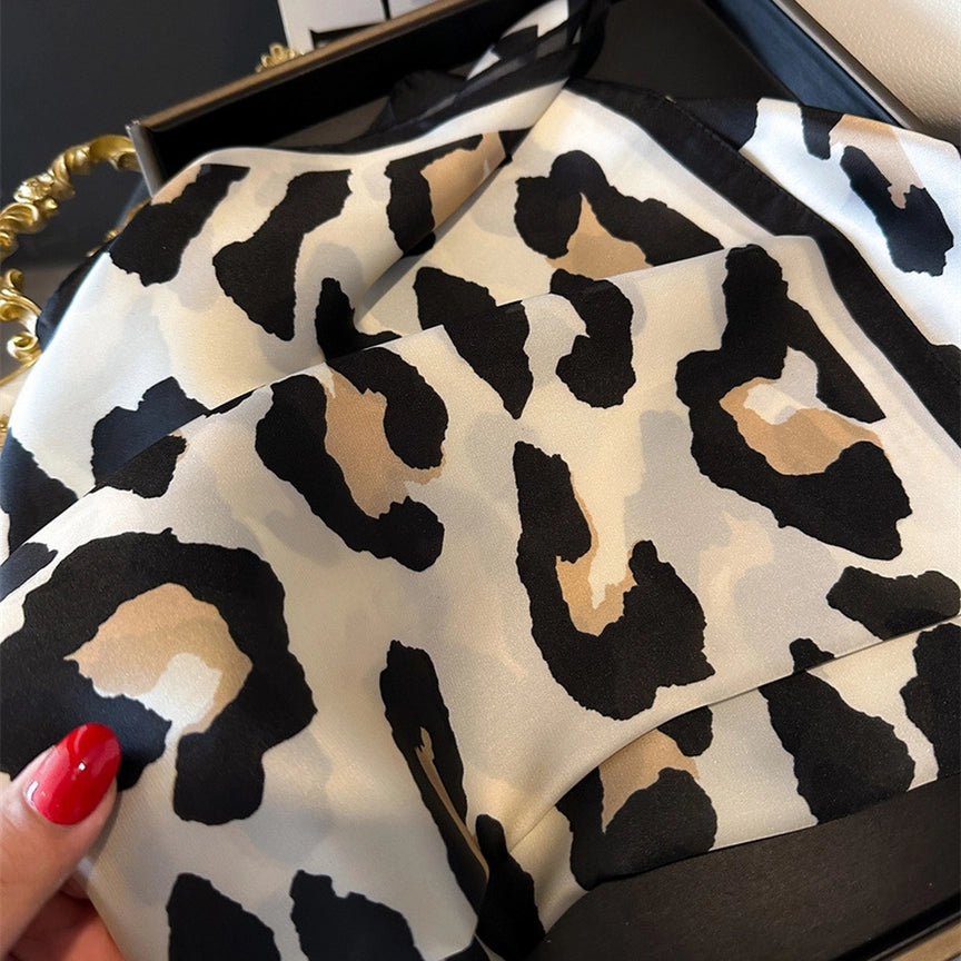 Leopard Print Satin Scarf