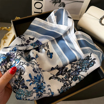 Butterfly Print Satin Scarf