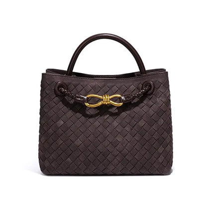 Woven Suede Tote with Bow