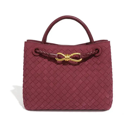 Woven Suede Tote with Bow