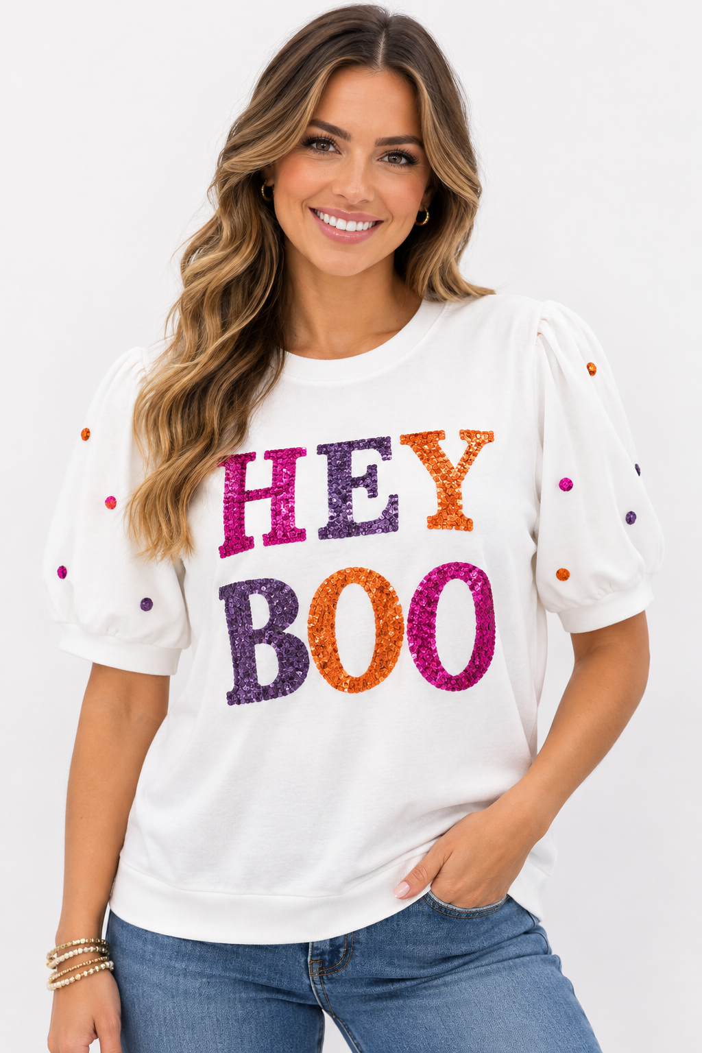 'Hey Boo' Sequin Top