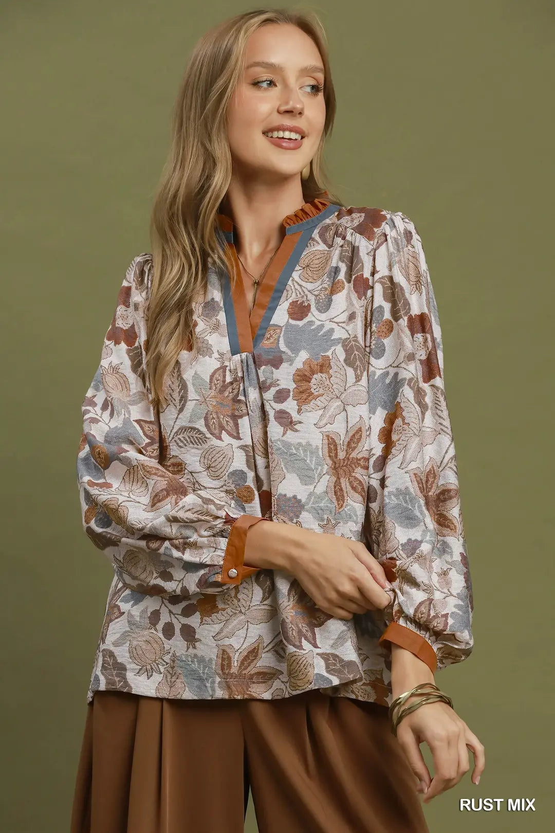 Rust Mix Floral Top