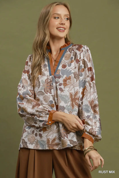 Rust Mix Floral Top