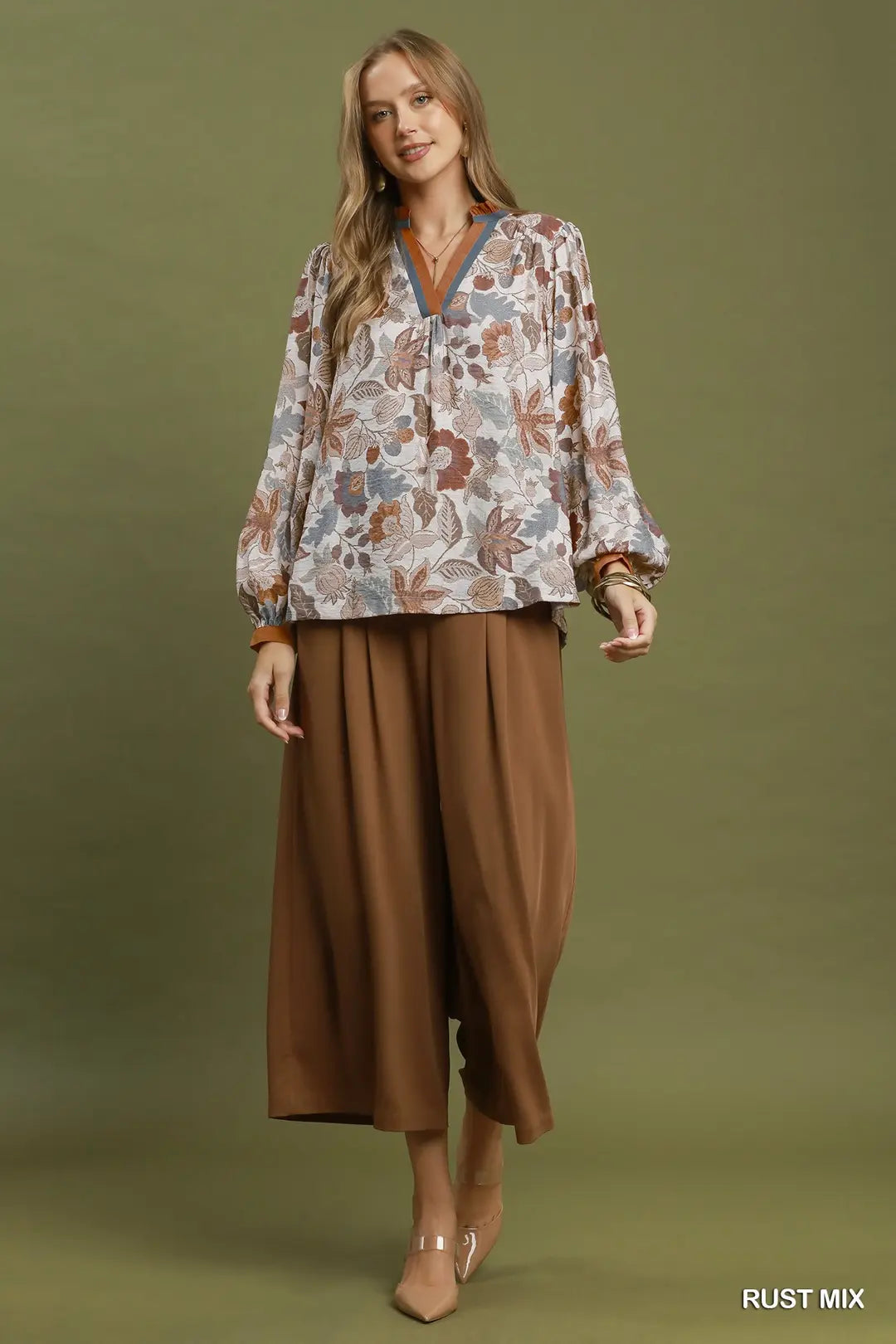 Rust Mix Floral Top