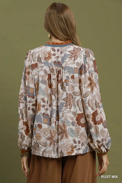 Rust Mix Floral Top