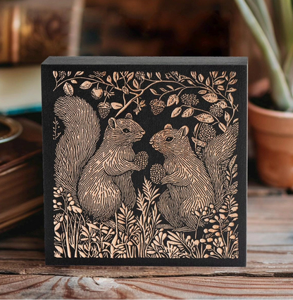 Engraved Squirrel Couple