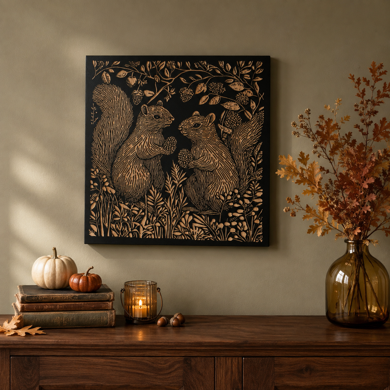 Engraved Squirrel Couple