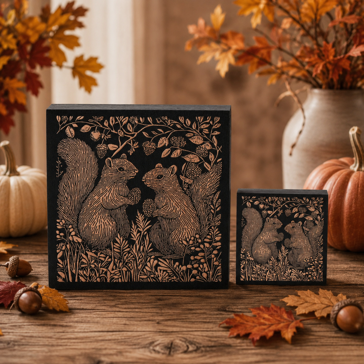 Engraved Squirrel Couple