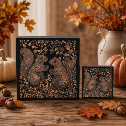 Engraved Squirrel Couple