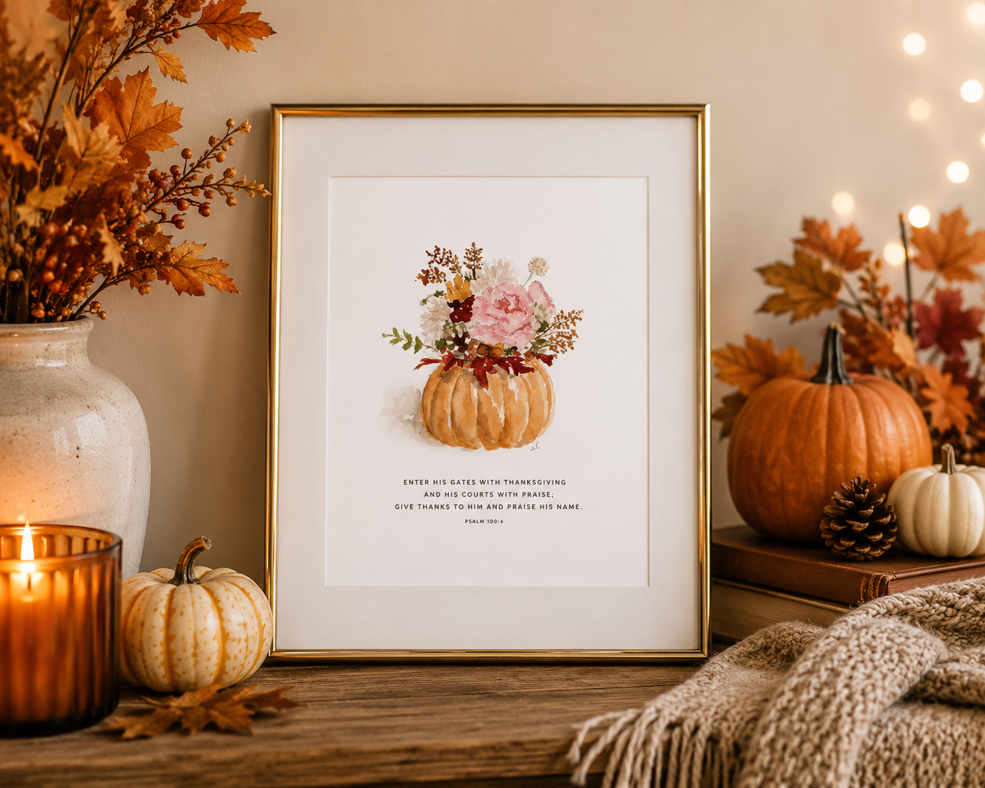 Pumpkin Bouquet Framed Print
