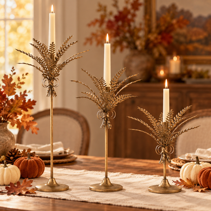 Antique Wheat Taper Candleholders