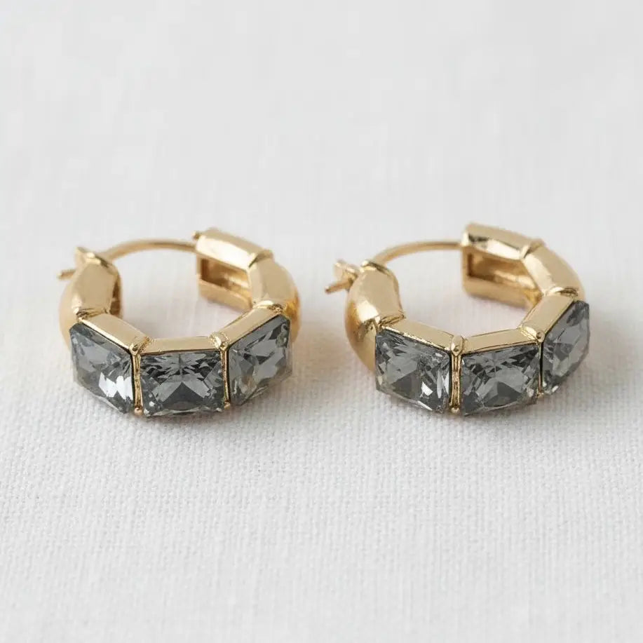 Black Zirconia Huggie Earrings