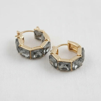 Black Zirconia Huggie Earrings