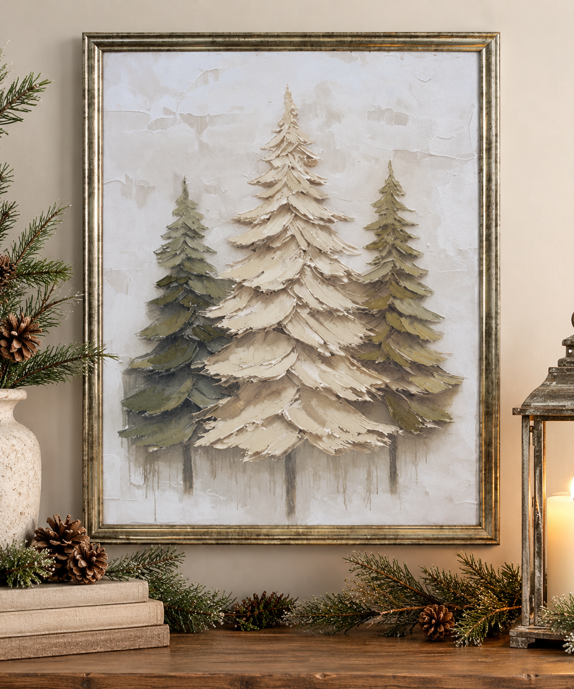 Triple Textured Tree Print