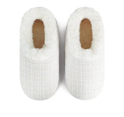 Sparkle Tweed Slippers - Cream