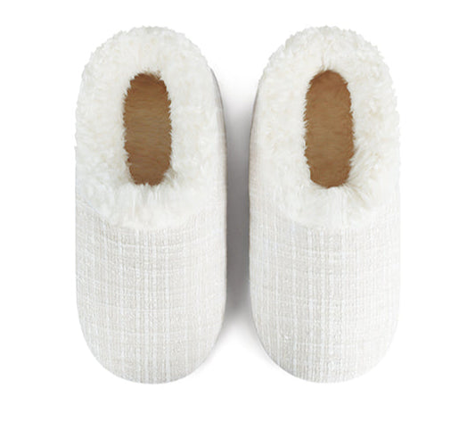Sparkle Tweed Slippers - Cream
