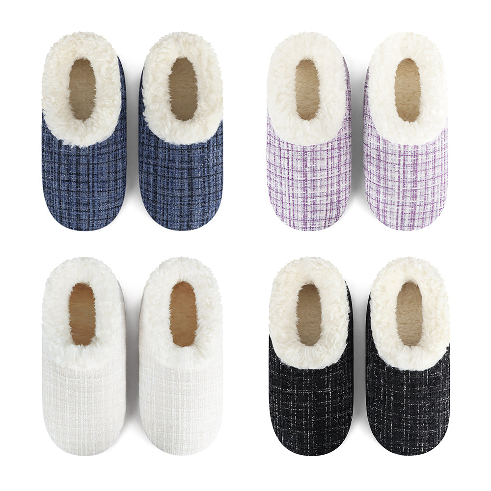 Sparkle Tweed Slippers - Cream