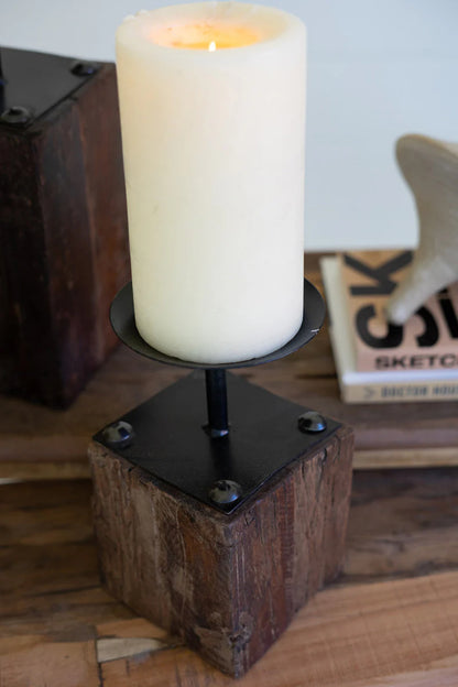 Reclaimed Wood Candle Holders Set